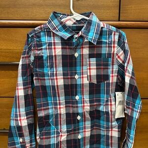 French Toast Plaid Button Down Shirt - Blue, Red, and White